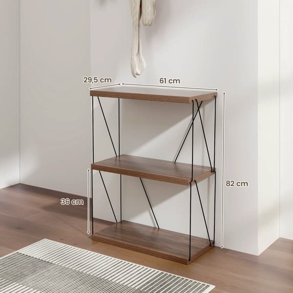 3-lags stående hylde med metalramme Industriel reolopbevaringsstativ 60 x 29,5 x 82 cm