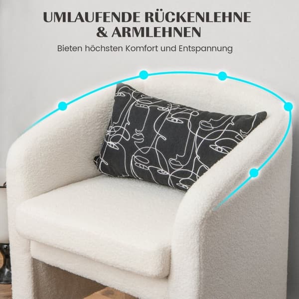 Moderne rund lenestol med ottomansk polstret klubbstol med fotstøtte beige