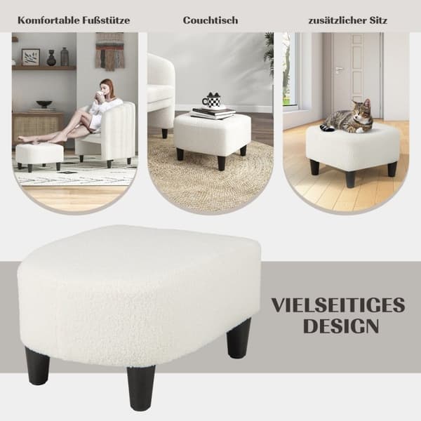 Moderne rund lenestol med ottomansk polstret klubbstol med fotstøtte beige