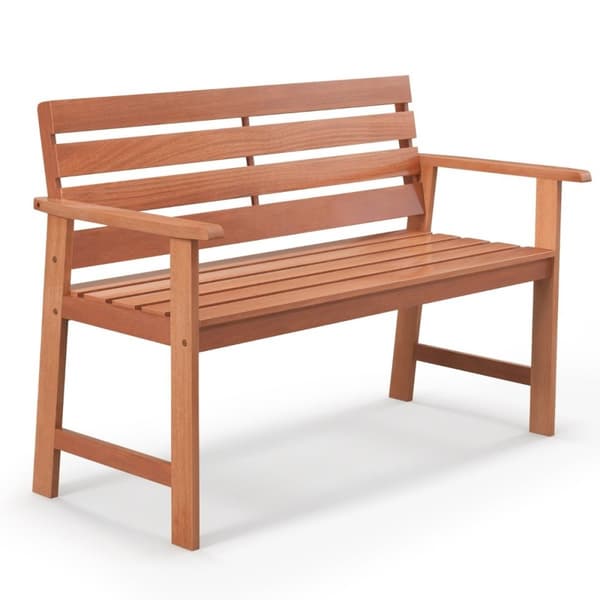 Havebænk lavet af hårdttræ, træbænk, vejrbestandig, bænk til 2 personer, balkonbænk lavet af hårdttræ, 120,5 x 64 x 84 cm, natur