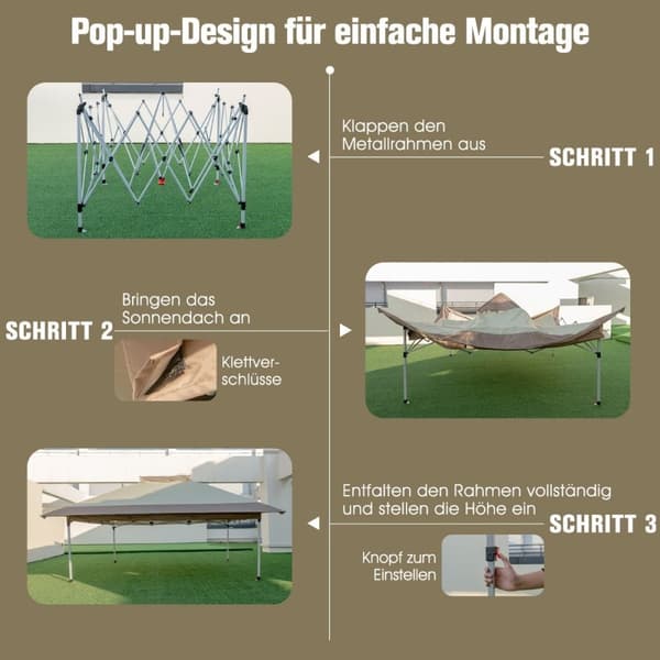 3,6 x 3,6m paviljong med dobbelt tak, vanntett, stabil, vintertett, UV-beskyttelse 50+