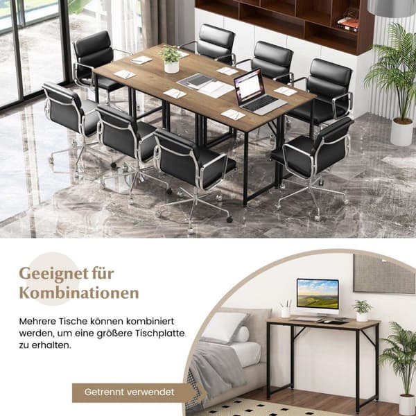 PC bord med justerbare trædepuder, kompakt computerbord, 100 x 50 x 77 cm, natur