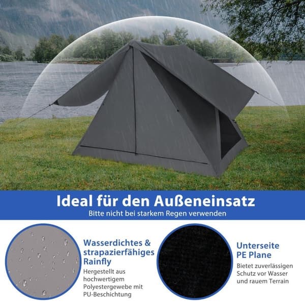 Pop up-telt for 2-3 personer 360° ensidig gjennomsiktig familietelt 225 x 145 x 161 cm grå