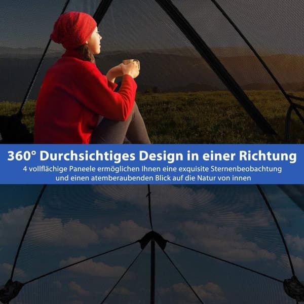 Pop up-telt for 2-3 personer 360° ensidig gjennomsiktig familietelt 225 x 145 x 161 cm grå