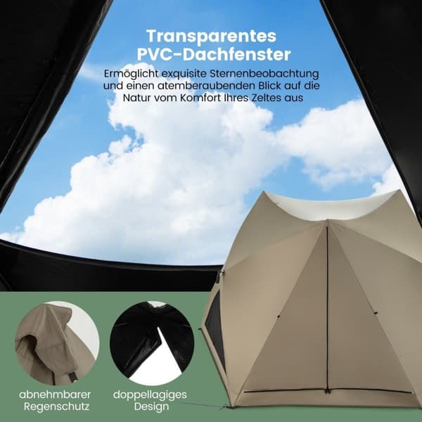 Pop up-tält för 4-6 personer campingtält med kapell vattentätt familjetält 285 x 250 x 147 cm olivgrönt