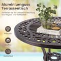 Miniatyrbilde 1 av 5: Bistrobord laget av støpt aluminium, værbestandig balkongbord med paraplyhull 61 x 61 x 71 cm kobberrød