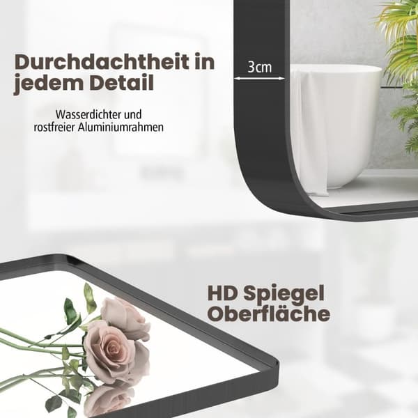 Baderomsspeil hengende speil eksplosjonssikkert veggspeil kosmetikkspeil for bad 76,5 x 56 x 3 cm sølv