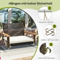 Miniatyrbilde 5 av 5: Verandahuske laget av enkelthengende rottingsete av flettet med sittepute 81,5 x 70 x 53,5 cm