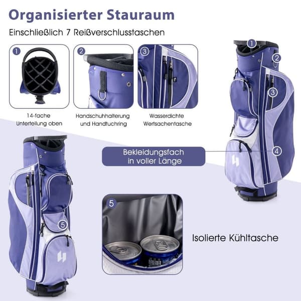Naisten golfmailasetti 11-osainen golfmailasetti oikeakätiselle sadesuojalla violetilla