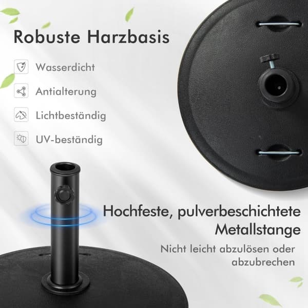 23 kg sateenvarjoteline pyörillä ja kahvoilla sateenvarjoteline sateenvarjotauvoille 38/48 mm Ø52 cm market sateenvarjoteline