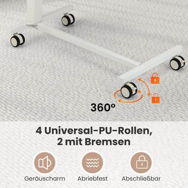 Höjdjusterbart sidobord med hjul Mobilt laptopbord 74-108 cm rosa + vit statisk belastning upp till 75 kg