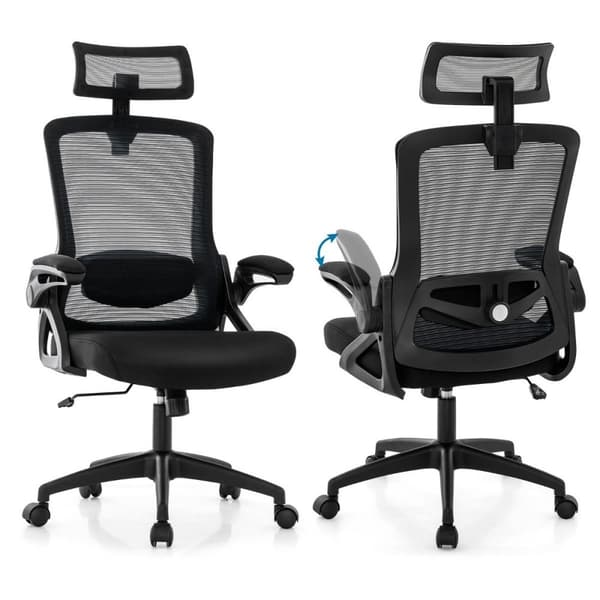 Ergonomisk kontorsstol med justerbart svankstöd &amp; Nackstöd datorstol svart