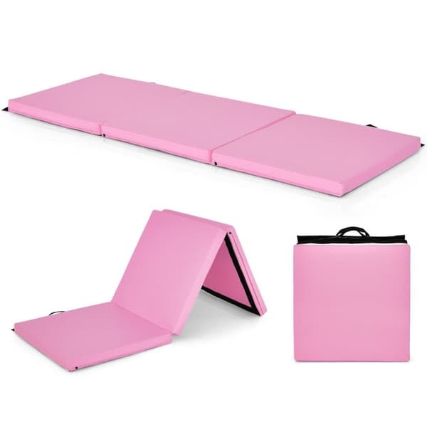 Vikbar mjuk golvmatta med 2 handtag halkfri gymnastikmatta 180 x 60 x 5 cm rosa