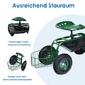 Miniatyrbilde 3 av 5: Rullende sete med hjul &amp; Uttrekkbart håndtak &amp; Kurv 360° roterende hagevogn hagesete 96,5 x 47,5 x 47-55 cm