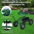 Miniatyrbilde 4 av 5: Rullende sete med hjul &amp; Uttrekkbart håndtak &amp; Kurv 360° roterende hagevogn hagesete 96,5 x 47,5 x 47-55 cm