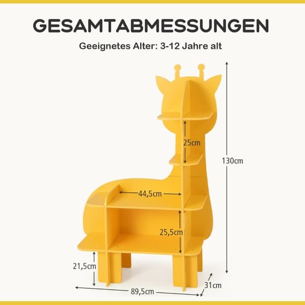 Giraffe bogreol til børn Legetøjsopbevaring med åbne hylder