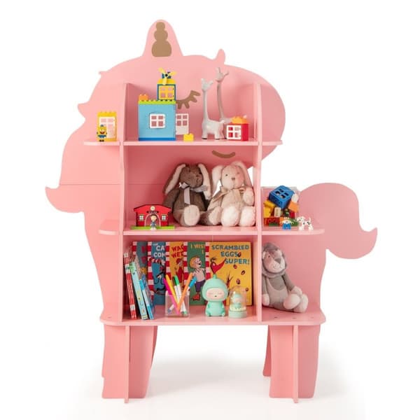 Unicorn bokhylle for barn Lekeoppbevaring med åpne hyller