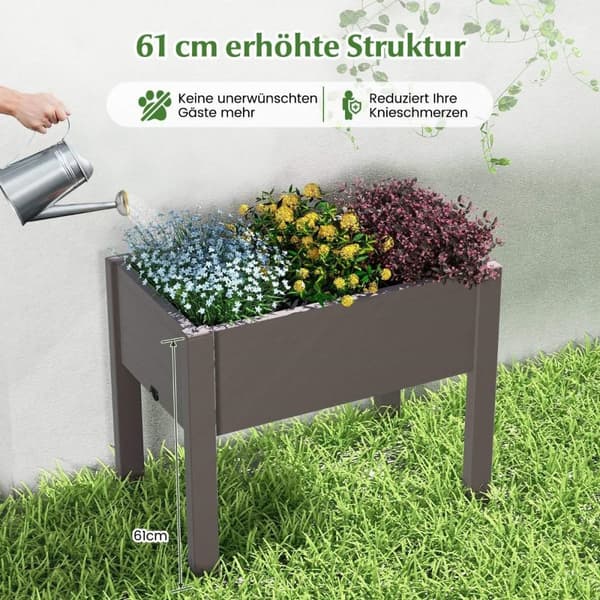 Plast høyseng hageseng selvvanende 53L 76 x 45 x 61 cm kaffe