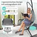 Miniatyrbilde 5 av 5: Hengestol med ramme &amp; Ekstra stort polstret sete &amp; Robust metallramme hengekøye grå