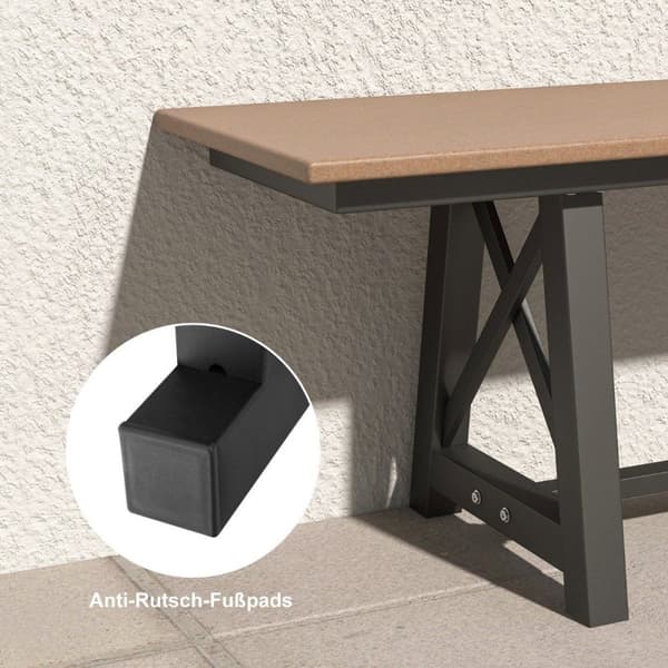 Hagebenk værbestandig 3-seters benk kan holde opptil 500 kg 183 x 35 x 41,5 cm brun