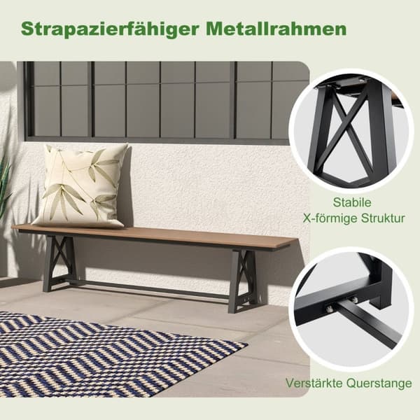 Hagebenk værbestandig 3-seters benk kan holde opptil 500 kg 183 x 35 x 41,5 cm brun