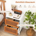 Miniatyrbilde 1 av 5: Nattbord nattbord i rotting med 2 skuffer sidebord med heltre ben 46 x 33 x 59,5 cm hvit + brun
