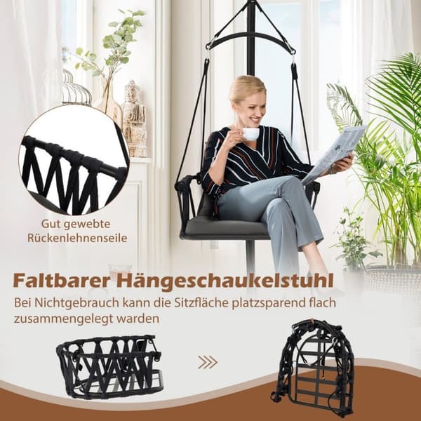 Hängstol med ram Fällbar hängstol med bekväma sitt- och ryggdynor