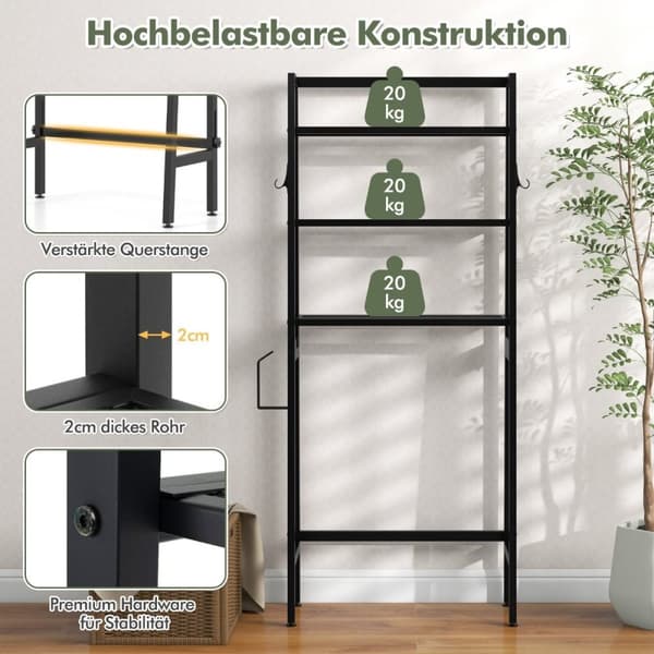 Toilethylde fritstående badeværelseshylde med justerbare hylder 65 x 28 x 159 cm sort