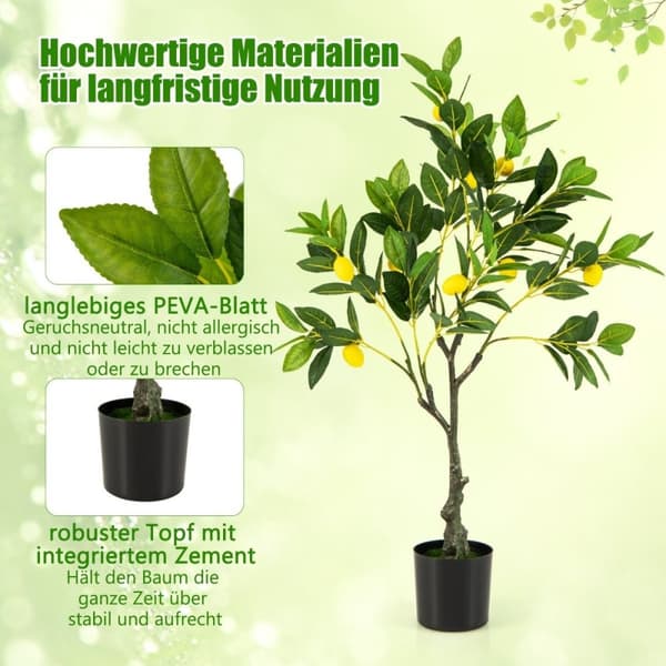 80 cm kunstigt citrontræ limetræ med potte & 9 kunstige citronplanter med frugter