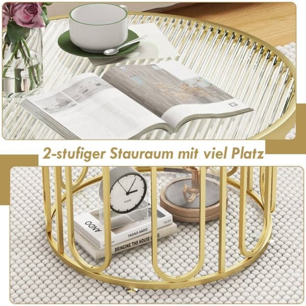 Salongbord rundt stuebord med 2 glassplater og roterende metallramme transformerbar total lastekapasitet på 30 kg