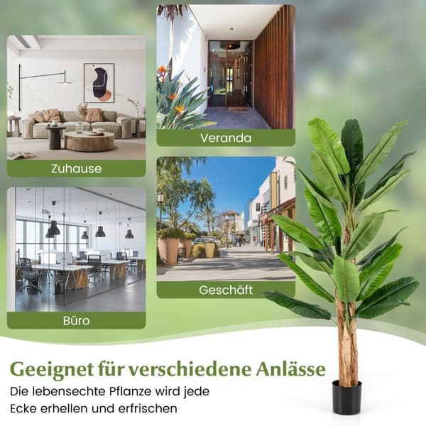 Kunstigt banantræ med 27 blade & naturlig stamme Bananplante Kunstig plante 195 cm