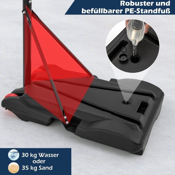 Basketkorg utomhus basketstativ 176-206 cm höjdjusterbart mobilt bågsystem med bakvägg svart