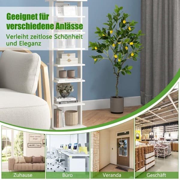 120 cm kunstigt citrontræ med potte og 18 citronlimetræ kunstig plante Citrusplante