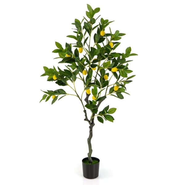 120 cm kunstigt citrontræ med potte og 18 citronlimetræ kunstig plante Citrusplante