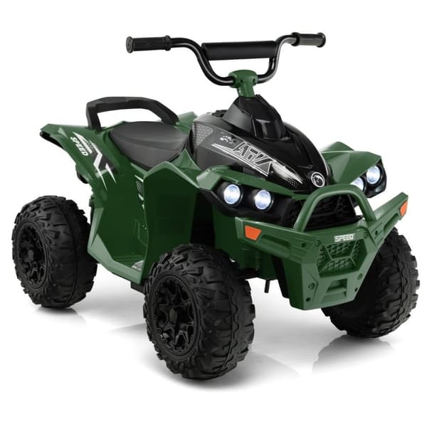 12V elektrisk firehjuling for barn med 2,2/4,3 KM/H hastighet &amp; Horn, musikk &amp; LED lyser elektrisk quad grønt