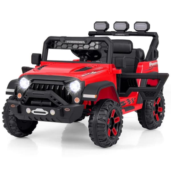 Elbil til børn med 2,4G fjernbetjening &amp; USB &amp; Lys &amp; Musik 12V børnebil jeep bil rød
