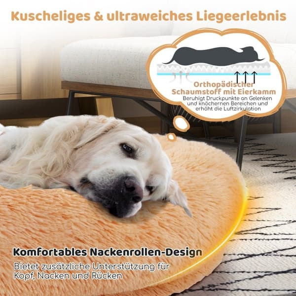 Fluffy hundeseng til mennesker & hunde med vaskbart hundetæppe 171 x 115 cm brun