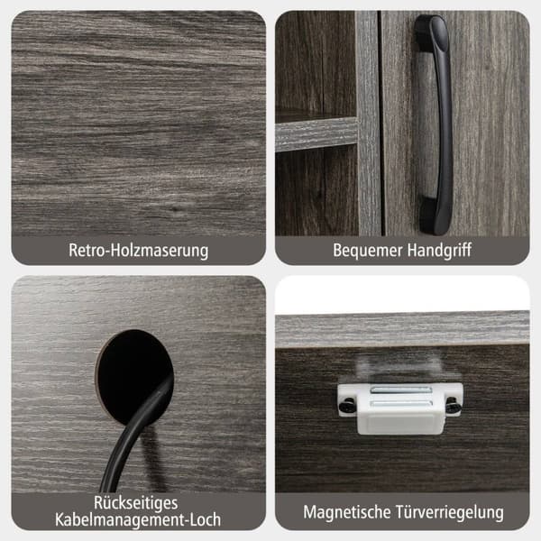 Barskab med vinreoler og hylder Trækonsolbord med metalstel til spisestue 100 x 35 x 83 cm Grå