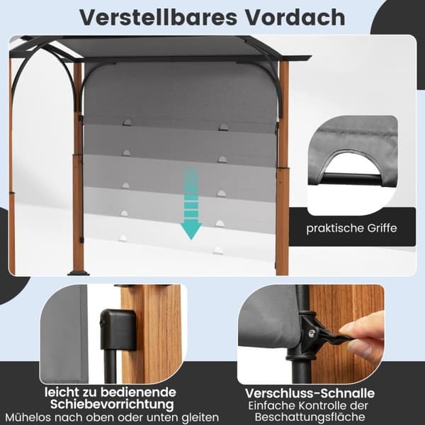3,6 x 3 m pergola med udtrækkeligt tag Vandtæt stabil vintertæt havepavillon grå