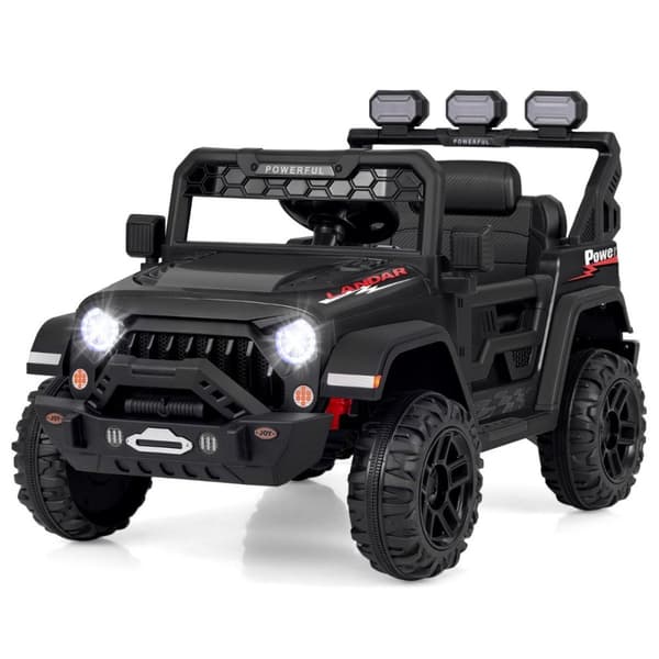 Elbil til børn med 2,4G fjernbetjening &amp; USB &amp; Lys &amp; Musik 12V børnebil jeep bil sort