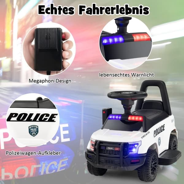 Poliisi sähköauto lapsille 6V sähköinen lastenauto säilytystilalla valkoinen