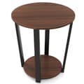 Miniatyrbilde 1 av 5: Rundt sidebord med åpen hylle &amp; Metallramme 2-lags Accent Bord Sofa Bord Valnøtt