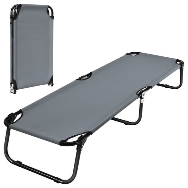 Feltseng campingseng kan holde op til 150 kg sammenklappelig seng liggestol seng camping liggestol enkeltseng 191 x 56 x 31cm grå