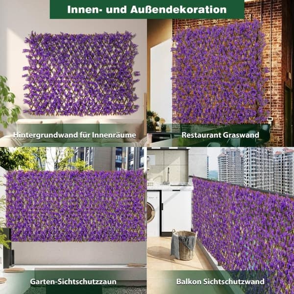 Artificial Ivy Garden Privacy Screen Plant Vegg Hekker med lilla Eucalyptus