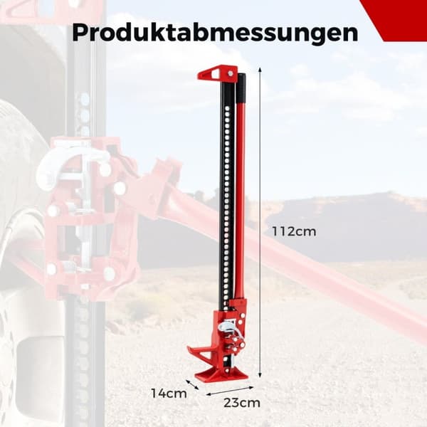 Bil donkraft 3T højløft universal donkraft off-road stang spil 112 cm stativ donkraft rød