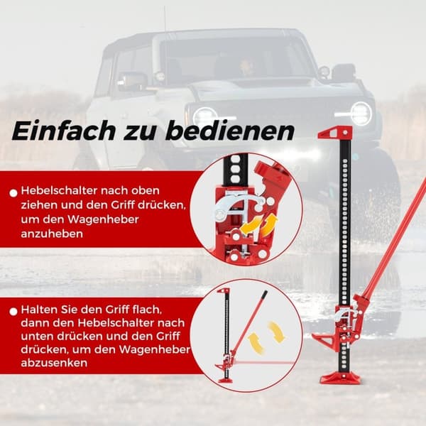 Bil donkraft 3T højløft universal donkraft off-road stang spil 112 cm stativ donkraft rød