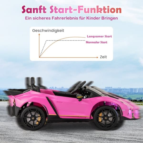 Elbil for barn Lamborghini med fjernkontroll &amp; LED-lys &amp; Horn barnebil rosa
