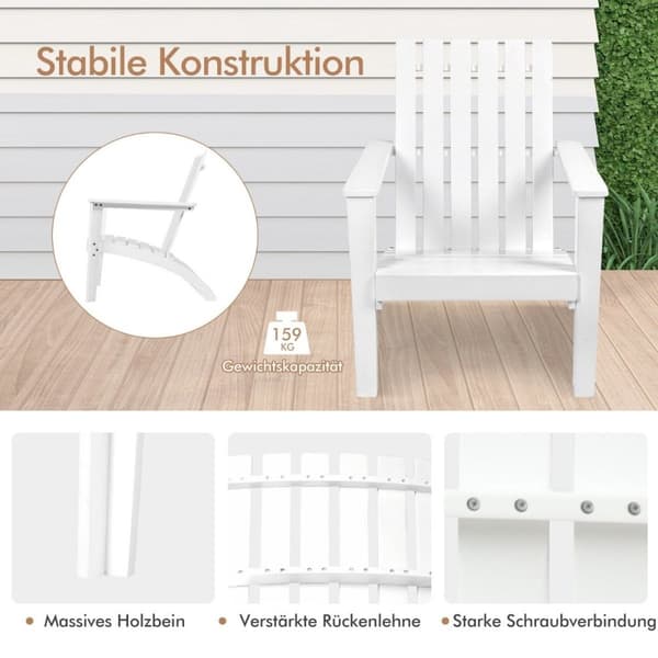 Adirondack stol Adirondack stol laget av akasietre hagestol opptil 160 kg hvit