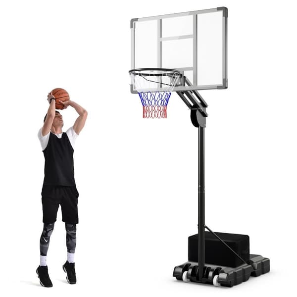 Basketkorg utomhus 135/143-305 cm höjdjusterbart basketstativ med 2 hjul