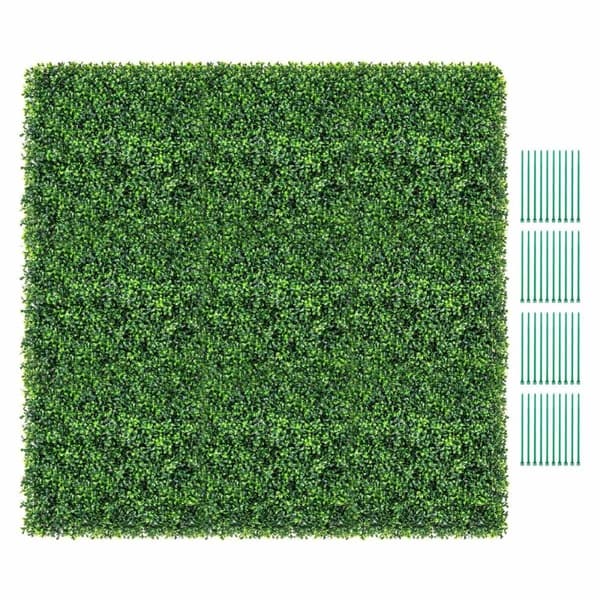 Pakke med 12 kunstig hæk plantevæg 50 x 50 cm paneler med buksbom blade grønne